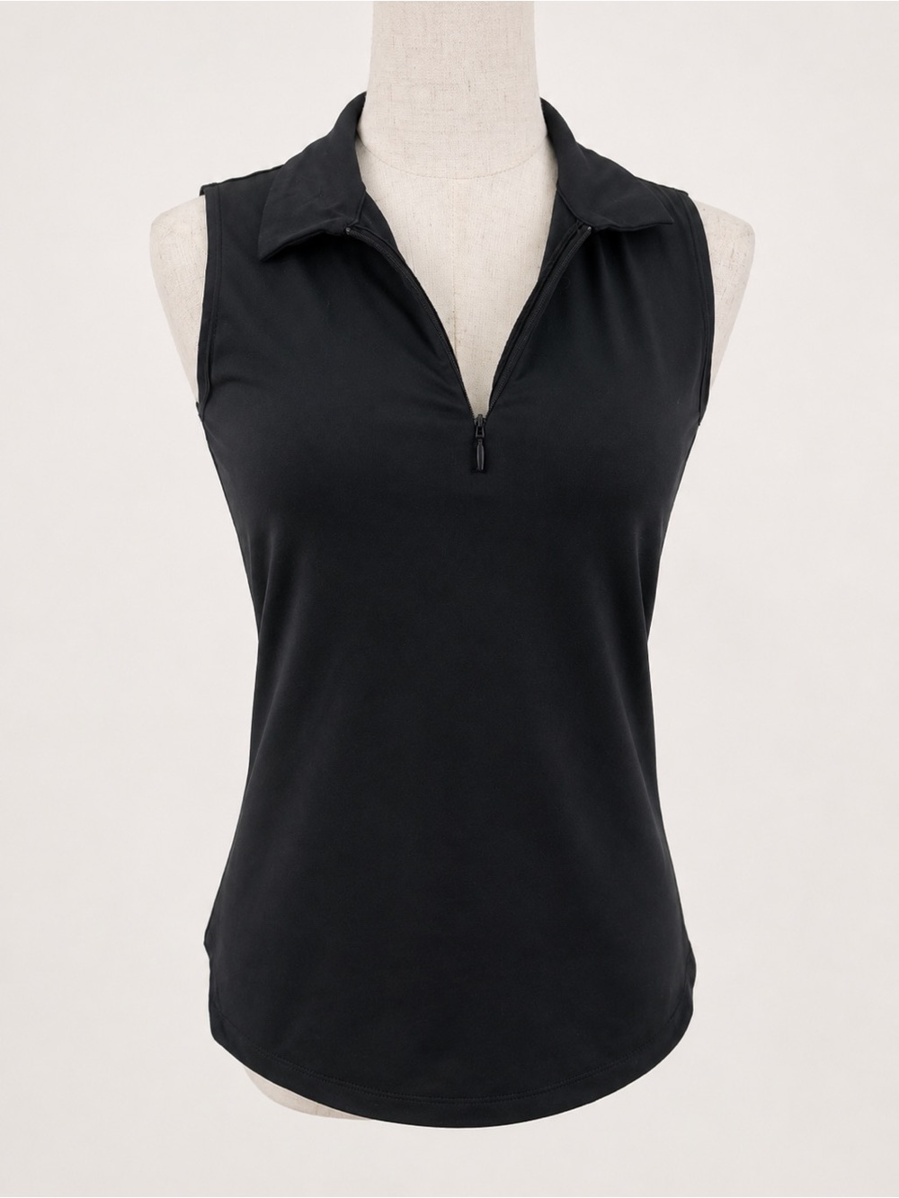 Tommy Bahama Black Sleeveless Zip Polo Tank